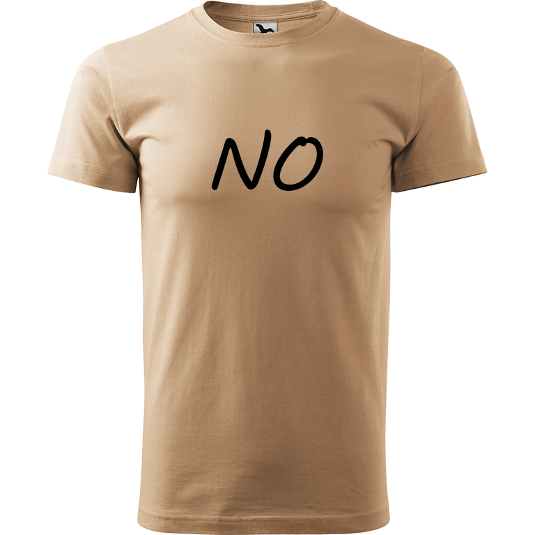 Ručně malované pánské bavlněné tričko - NO Barva trička: PÍSKOVÁ, Velikost trička: M, Barva motivu: ČERNÁ