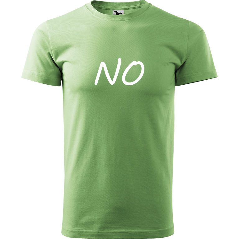 Ručně malované pánské bavlněné tričko - NO Barva trička: TRÁVOVĚ ZELENÁ, Velikost trička: XXL, Barva motivu: BÍLÁ