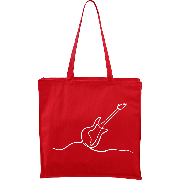Ručně malovaná větší plátěná taška - Jednotahové - Kytara elektrická Barva tašky: ČERVENÁ, Barva motivu: BÍLÁ