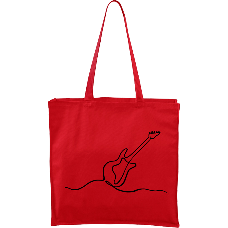 Ručně malovaná větší plátěná taška - Jednotahové - Kytara elektrická Barva tašky: ČERVENÁ, Barva motivu: ČERNÁ