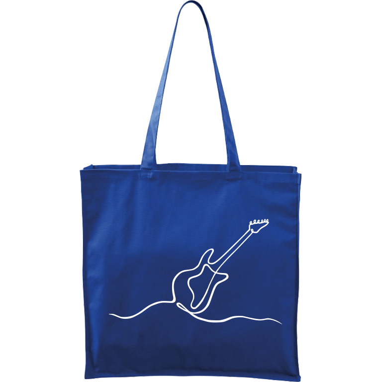 Ručně malovaná větší plátěná taška - Jednotahové - Kytara elektrická Barva tašky: MODRÁ, Barva motivu: BÍLÁ