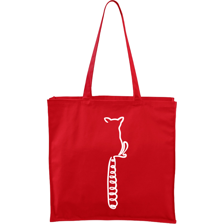 Ručně malovaná větší plátěná taška - Jednotahové - Lemur Barva tašky: ČERVENÁ, Barva motivu: BÍLÁ