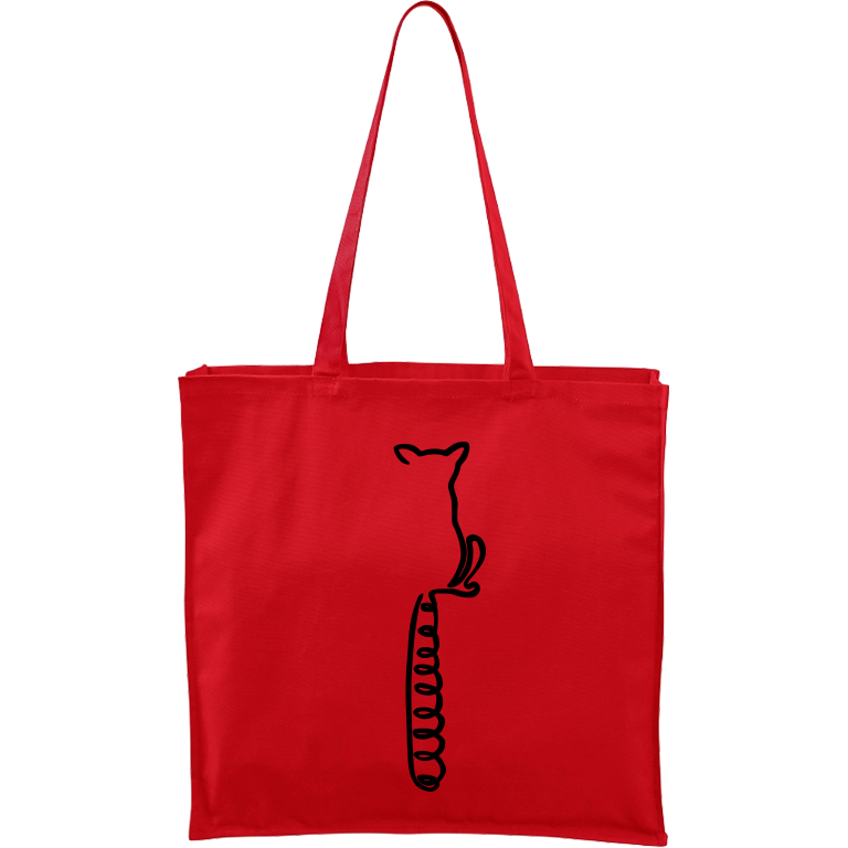 Ručně malovaná větší plátěná taška - Jednotahové - Lemur Barva tašky: ČERVENÁ, Barva motivu: ČERNÁ