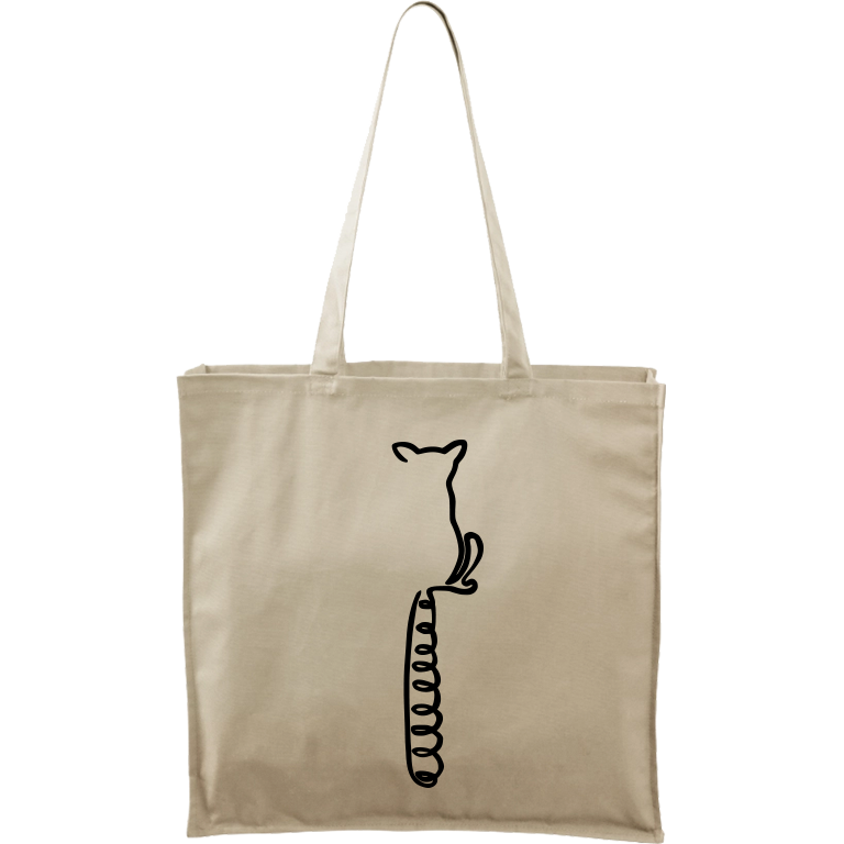 Ručně malovaná větší plátěná taška - Jednotahové - Lemur Barva tašky: PŘÍRODNÍ, Barva motivu: ČERNÁ