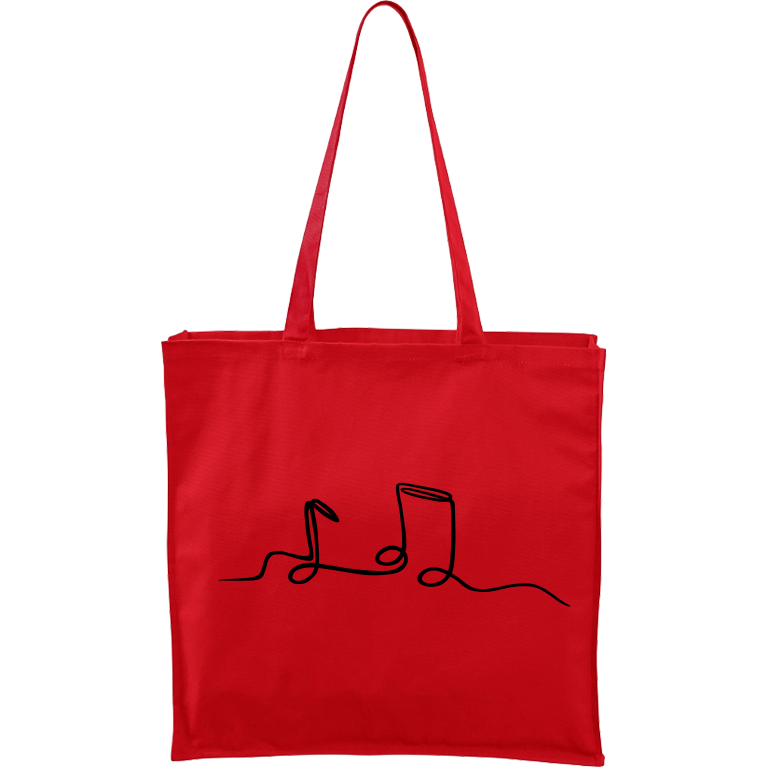 Ručně malovaná větší plátěná taška - Jednotahové - Noty Barva tašky: ČERVENÁ, Barva motivu: ČERNÁ