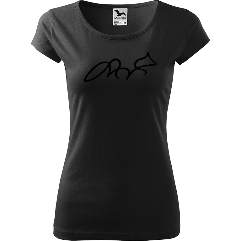 Ručně malované dámské bavlněné tričko - Jednotahová liška Barva trička: ČERNÁ, Velikost trička: XL, Barva motivu: ČERNÁ