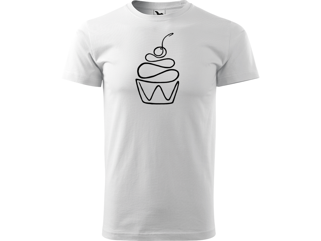 Ručně malované pánské bavlněné tričko - Jednotahový Dortík Barva trička: BÍLÁ, Velikost trička: XS, Barva motivu: ČERNÁ
