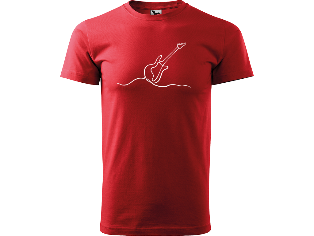 Ručně malované pánské bavlněné tričko - Jednotahová Elektrická Kytara Barva trička: ČERVENÁ, Velikost trička: XS, Barva motivu: BÍLÁ