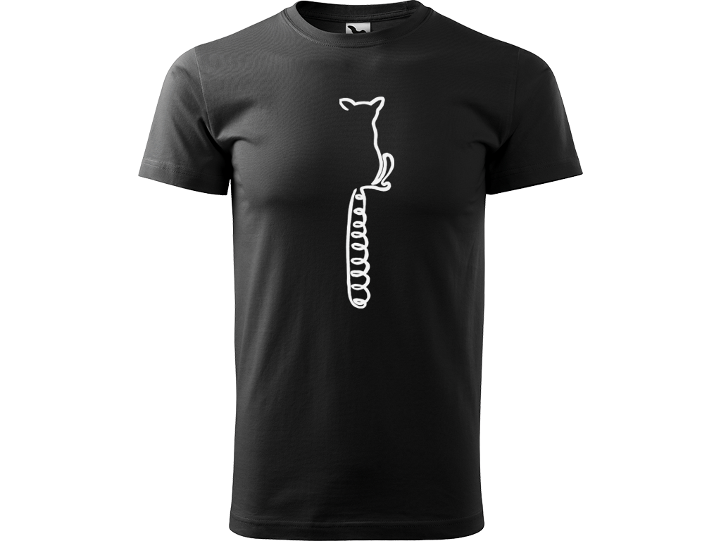 Ručně malované pánské bavlněné tričko - Jednotahový Lemur Barva trička: ČERNÁ, Velikost trička: S, Barva motivu: BÍLÁ