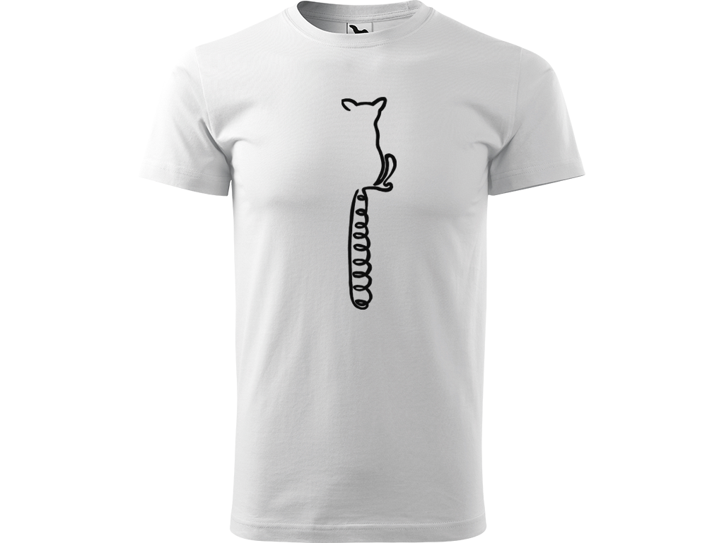 Ručně malované pánské bavlněné tričko - Jednotahový Lemur Barva trička: BÍLÁ, Velikost trička: S, Barva motivu: ČERNÁ