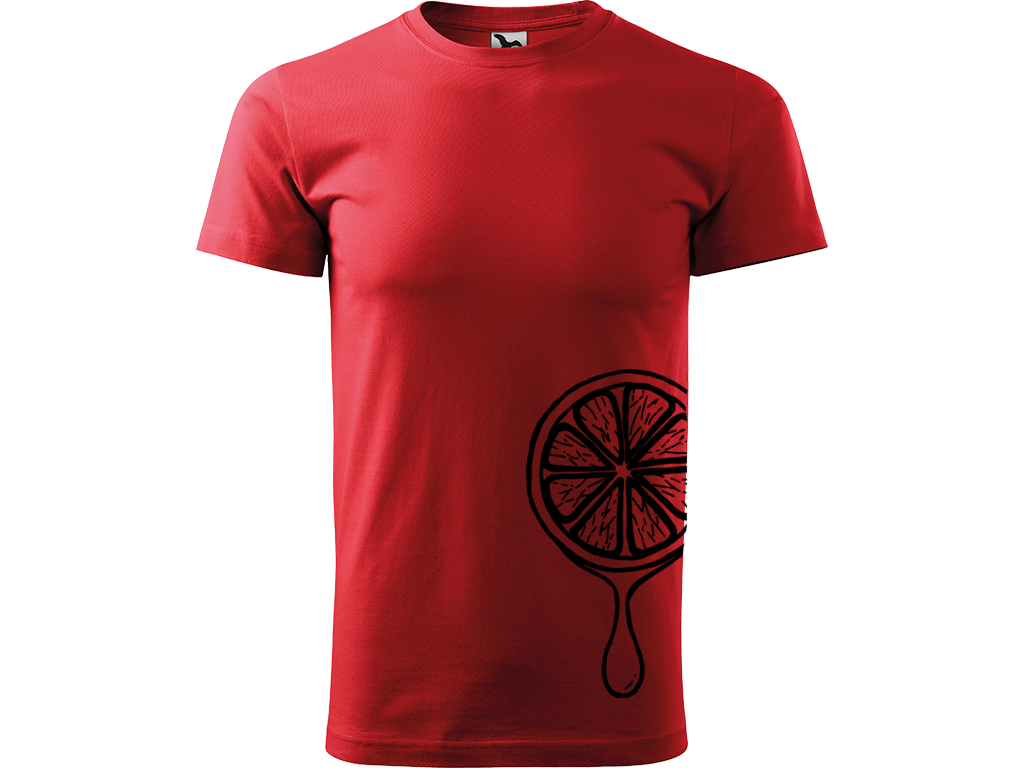 Ručně malované pánské bavlněné tričko - Limetka Barva trička: ČERVENÁ, Velikost trička: XL, Barva motivu: ČERNÁ