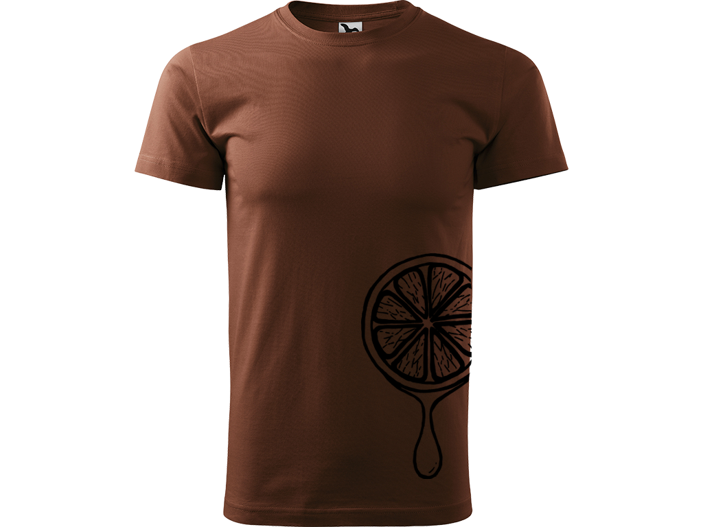 Ručně malované pánské bavlněné tričko - Limetka Barva trička: ČOKOLÁDOVÁ, Velikost trička: XXL, Barva motivu: ČERNÁ