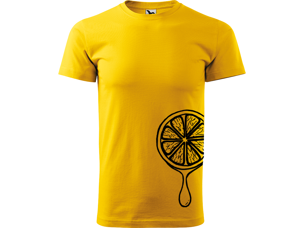 Ručně malované pánské bavlněné tričko - Limetka Barva trička: ŽLUTÁ, Velikost trička: XL, Barva motivu: ČERNÁ