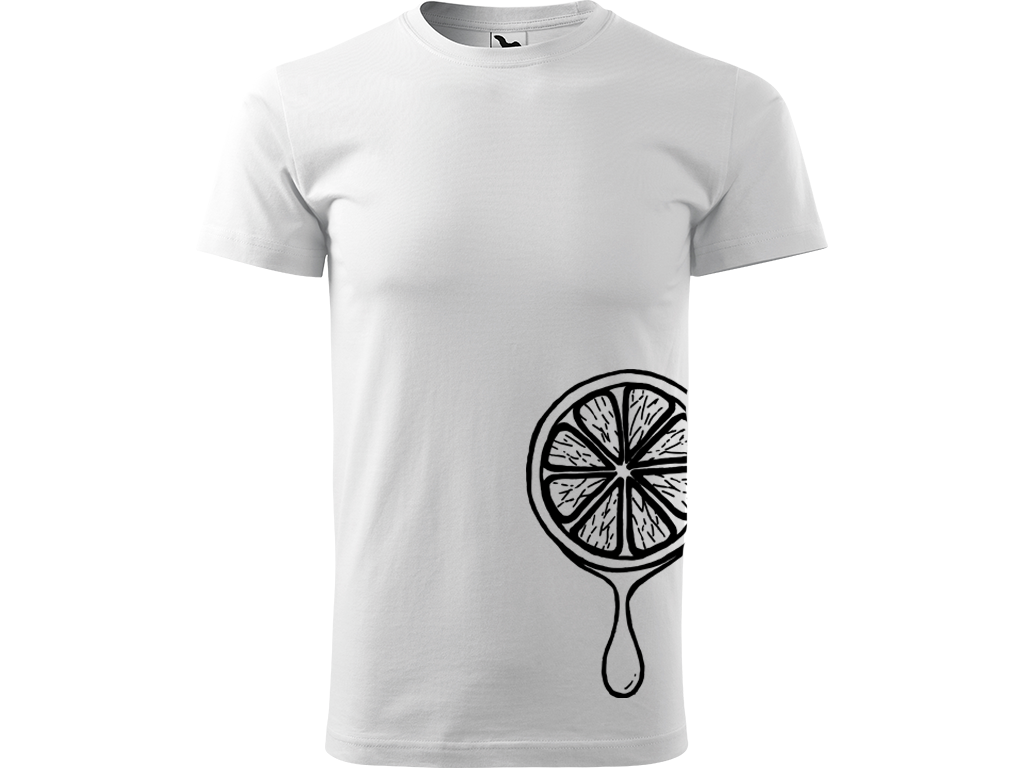 Ručně malované pánské bavlněné tričko - Limetka Barva trička: BÍLÁ, Velikost trička: M, Barva motivu: ČERNÁ