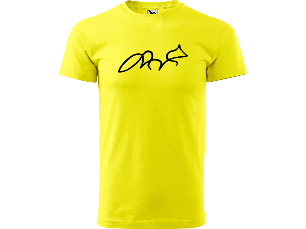 Ručně malované pánské bavlněné tričko - Jednotahová Liška Barva trička: CITRONOVÁ, Velikost trička: XS, Barva motivu: ČERNÁ