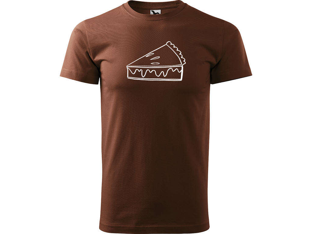 Ručně malované pánské bavlněné tričko - Pie Barva trička: ČOKOLÁDOVÁ, Velikost trička: XXL, Barva motivu: BÍLÁ
