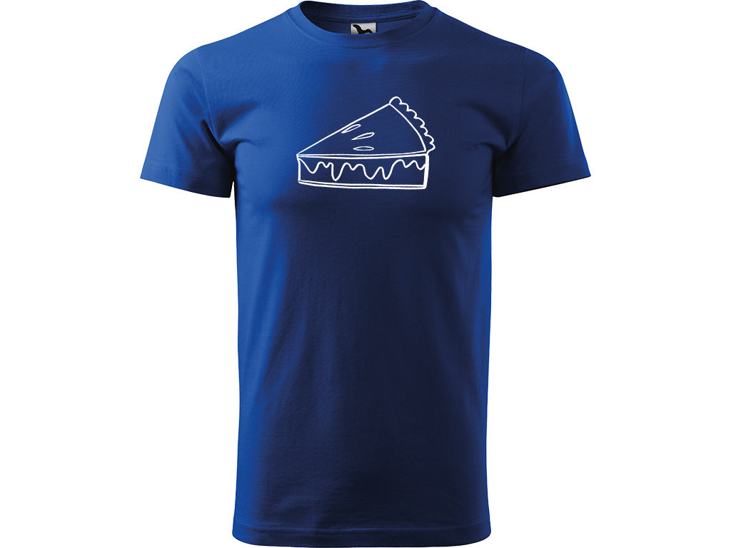 Ručně malované pánské bavlněné tričko - Pie Barva trička: MODRÁ, Velikost trička: S, Barva motivu: BÍLÁ