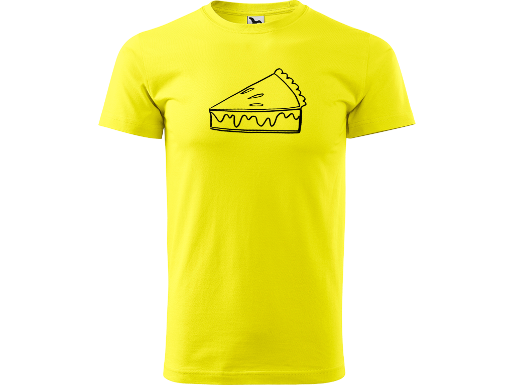 Ručně malované pánské bavlněné tričko - Pie Barva trička: CITRONOVÁ, Velikost trička: S, Barva motivu: ČERNÁ
