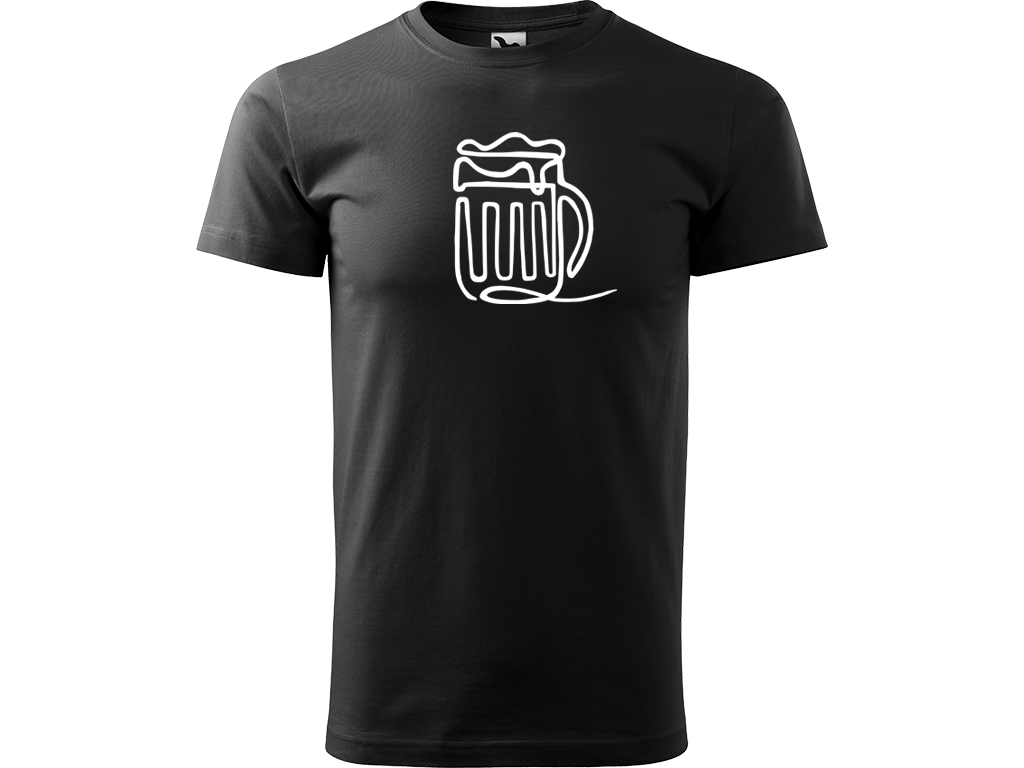 Ručně malované pánské bavlněné tričko - Jednotahové Pivo Barva trička: ČERNÁ, Velikost trička: S, Barva motivu: BÍLÁ
