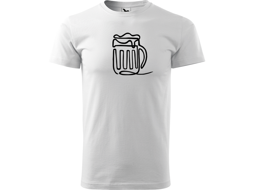 Ručně malované pánské bavlněné tričko - Jednotahové Pivo Barva trička: BÍLÁ, Velikost trička: S, Barva motivu: ČERNÁ
