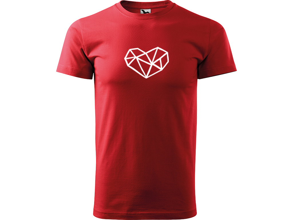Ručně malované pánské bavlněné tričko - Roztříštěné Srdce Barva trička: ČERVENÁ, Velikost trička: XL, Barva motivu: BÍLÁ