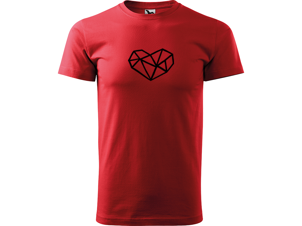 Ručně malované pánské bavlněné tričko - Roztříštěné Srdce Barva trička: ČERVENÁ, Velikost trička: S, Barva motivu: ČERNÁ