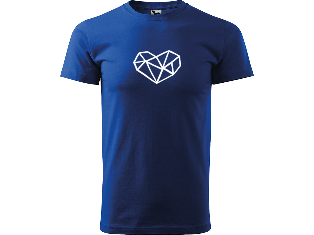 Ručně malované pánské bavlněné tričko - Roztříštěné Srdce Barva trička: MODRÁ, Velikost trička: S, Barva motivu: BÍLÁ