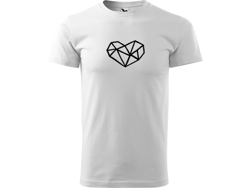 Ručně malované pánské bavlněné tričko - Roztříštěné Srdce Barva trička: BÍLÁ, Velikost trička: XL, Barva motivu: ČERNÁ