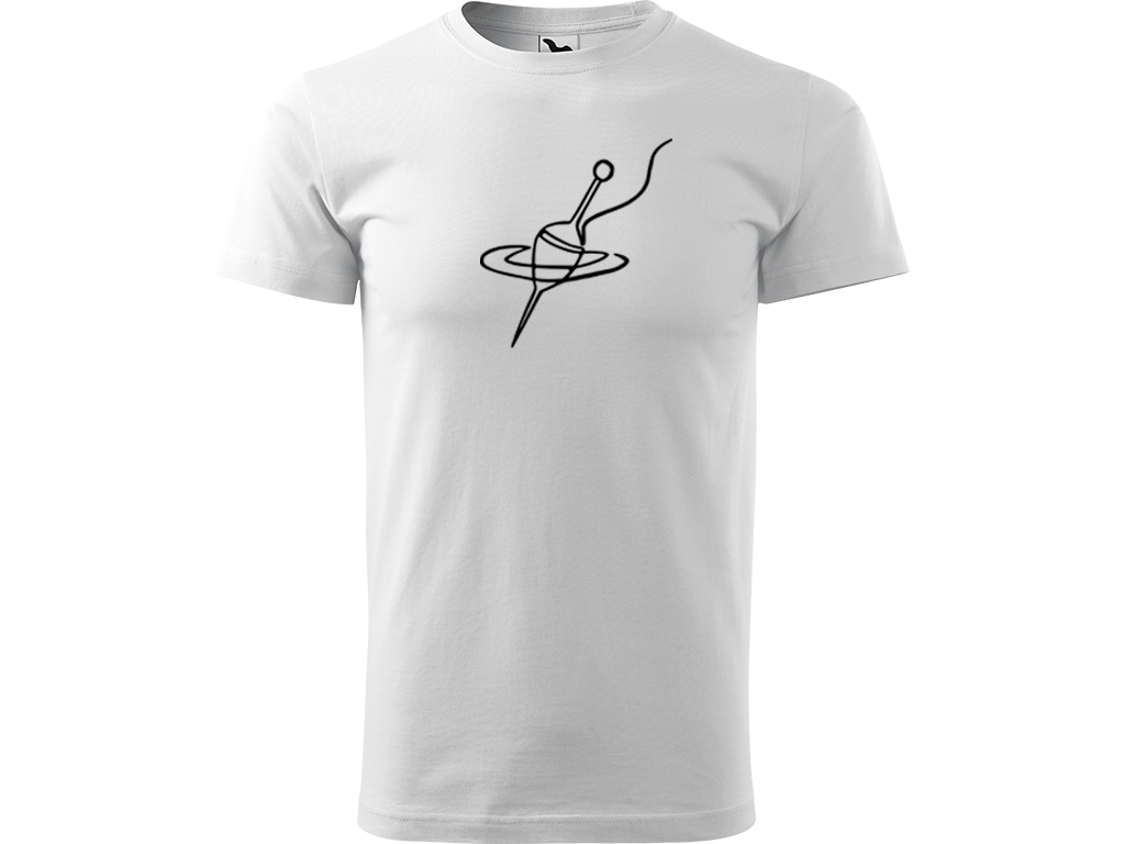 Ručně malované pánské bavlněné tričko - Jednotahový Splávek Barva trička: BÍLÁ, Velikost trička: XXL, Barva motivu: ČERNÁ
