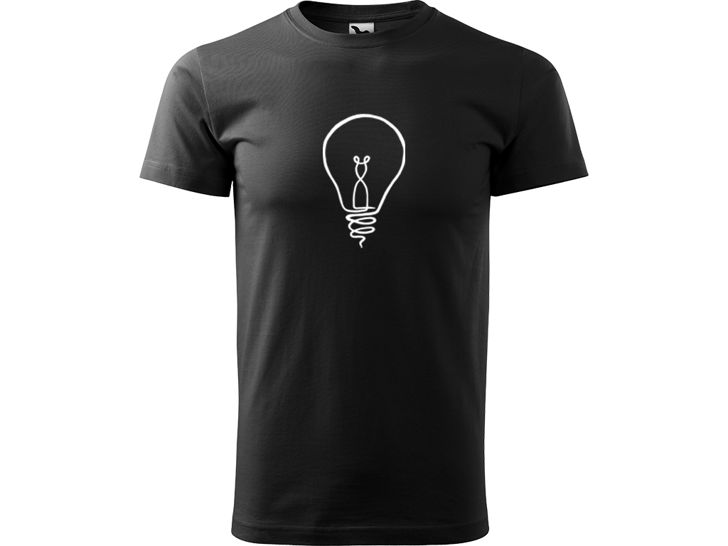 Ručně malované pánské bavlněné tričko - Jednotahová Žárovka Barva trička: ČERNÁ, Velikost trička: XL, Barva motivu: BÍLÁ