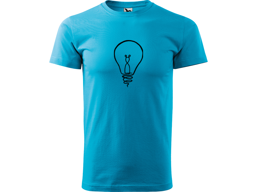 Ručně malované pánské bavlněné tričko - Jednotahová Žárovka Barva trička: TYRKYSOVÁ, Velikost trička: XS, Barva motivu: ČERNÁ