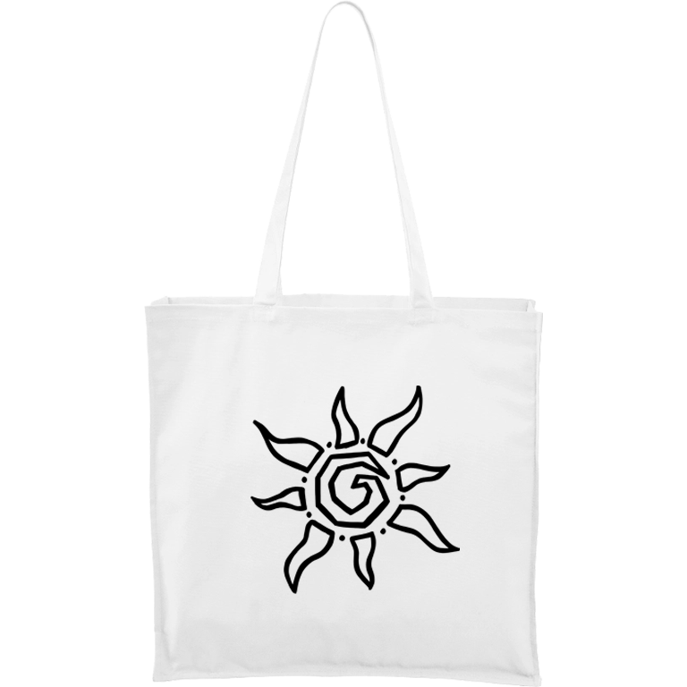 Ručně malovaná větší plátěná taška - Slunce Barva tašky: BÍLÁ, Barva motivu: ČERNÁ