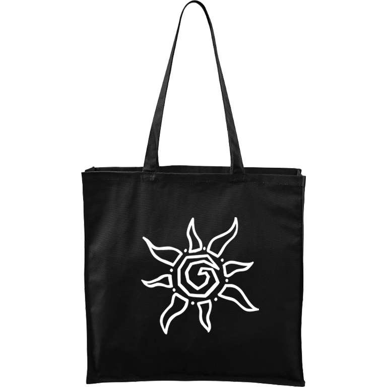 Ručně malovaná větší plátěná taška - Slunce Barva tašky: ČERNÁ, Barva motivu: BÍLÁ