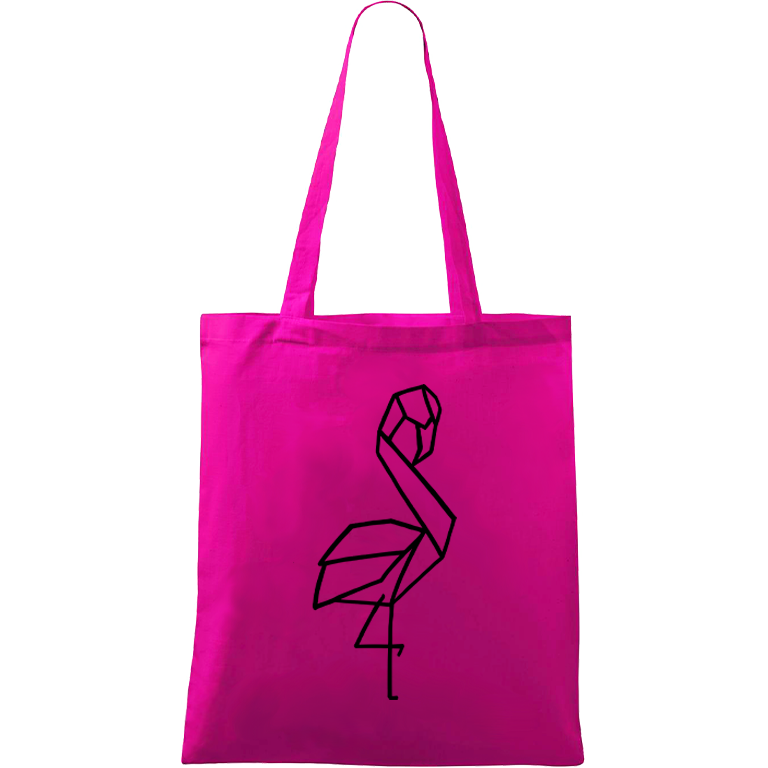 Ručně malovaná menší plátěná taška - Plameňák Barva tašky: RŮŽOVÁ, Barva motivu: ČERNÁ