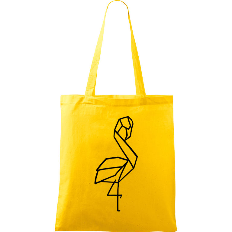 Ručně malovaná menší plátěná taška - Plameňák Barva tašky: ŽLUTÁ, Barva motivu: ČERNÁ