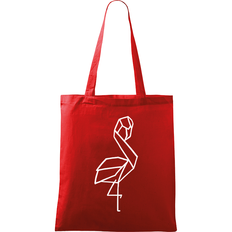 Ručně malovaná menší plátěná taška - Plameňák Barva tašky: ČERVENÁ, Barva motivu: BÍLÁ