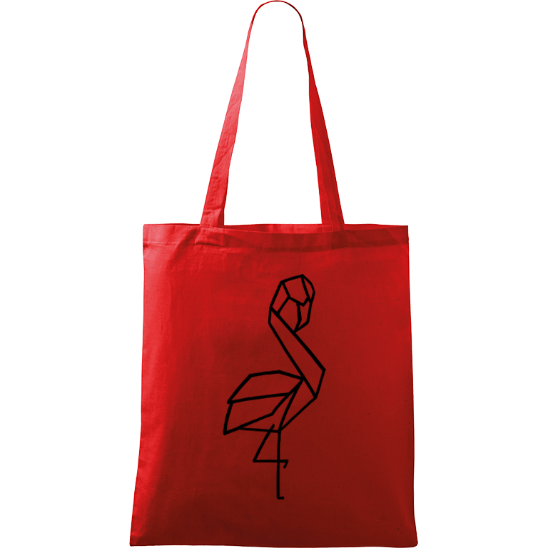 Ručně malovaná menší plátěná taška - Plameňák Barva tašky: ČERVENÁ, Barva motivu: ČERNÁ