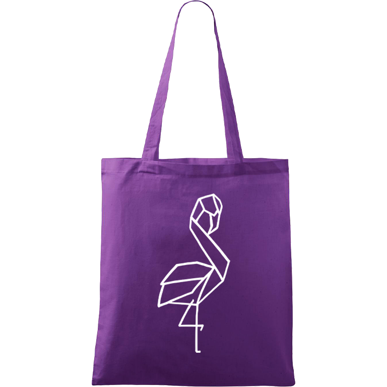 Ručně malovaná menší plátěná taška - Plameňák Barva tašky: FIALOVÁ, Barva motivu: BÍLÁ