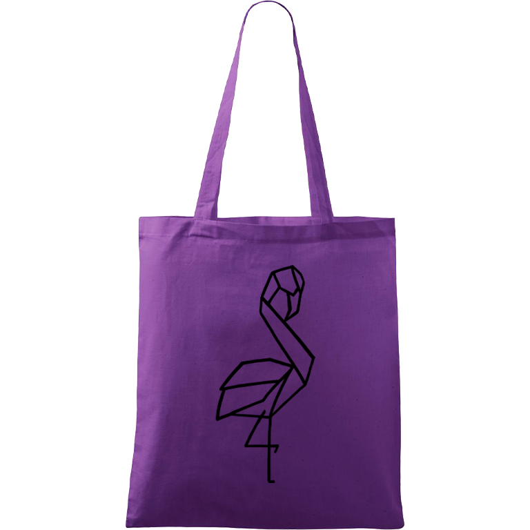 Ručně malovaná menší plátěná taška - Plameňák Barva tašky: FIALOVÁ, Barva motivu: ČERNÁ