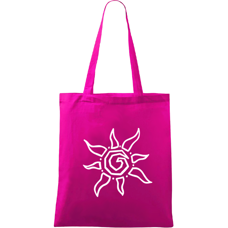 Ručně malovaná menší plátěná taška - Slunce Barva tašky: RŮŽOVÁ, Barva motivu: BÍLÁ