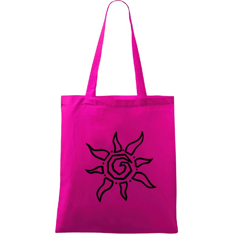 Ručně malovaná menší plátěná taška - Slunce Barva tašky: RŮŽOVÁ, Barva motivu: ČERNÁ