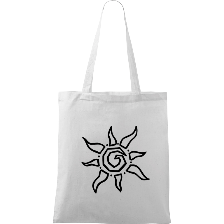 Ručně malovaná menší plátěná taška - Slunce Barva tašky: BÍLÁ, Barva motivu: ČERNÁ