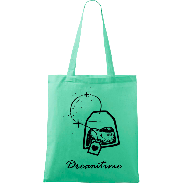 Ručně malovaná menší plátěná taška - Dreamtime Barva tašky: SVĚTLE ZELENÁ, Barva motivu: ČERNÁ