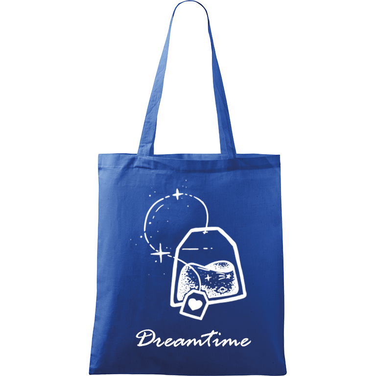Ručně malovaná menší plátěná taška - Dreamtime Barva tašky: MODRÁ, Barva motivu: BÍLÁ