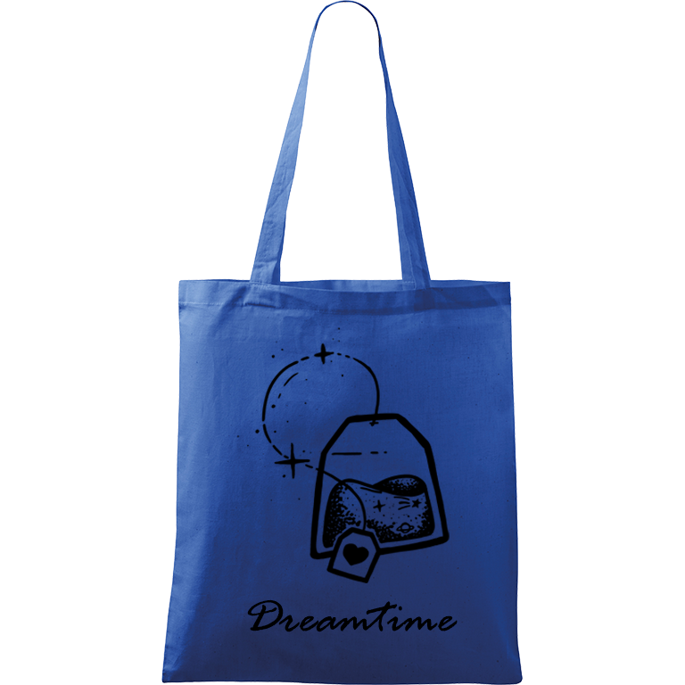 Ručně malovaná menší plátěná taška - Dreamtime Barva tašky: MODRÁ, Barva motivu: ČERNÁ