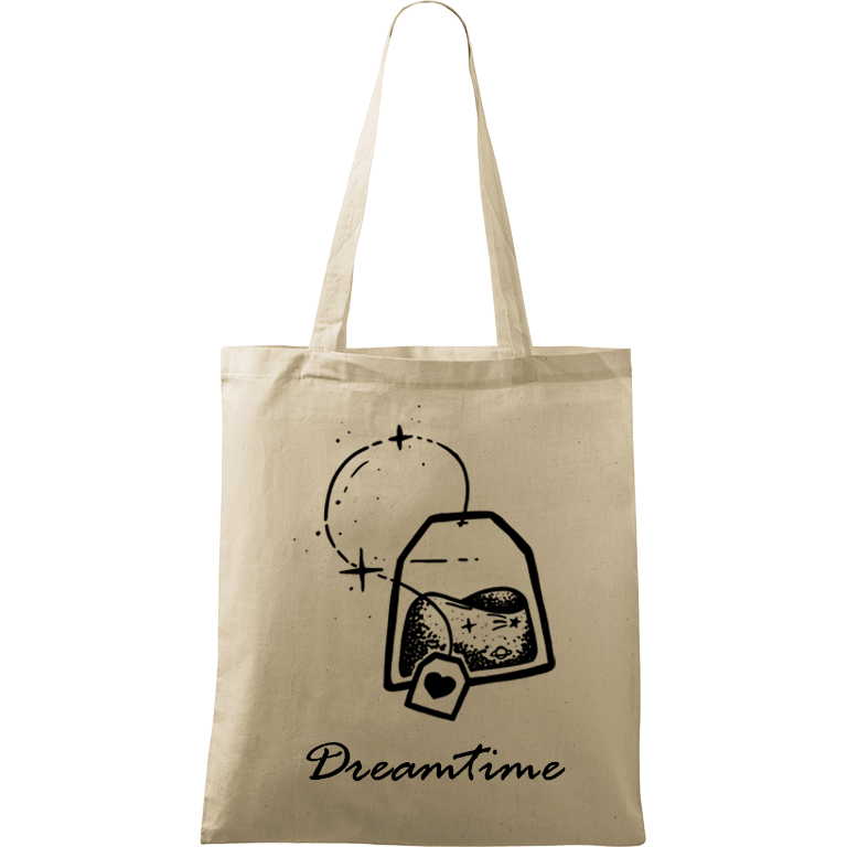 Ručně malovaná menší plátěná taška - Dreamtime Barva tašky: PŘÍRODNÍ, Barva motivu: ČERNÁ