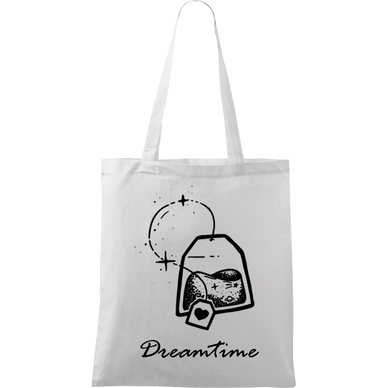 Ručně malovaná menší plátěná taška - Dreamtime Barva tašky: BÍLÁ, Barva motivu: ČERNÁ