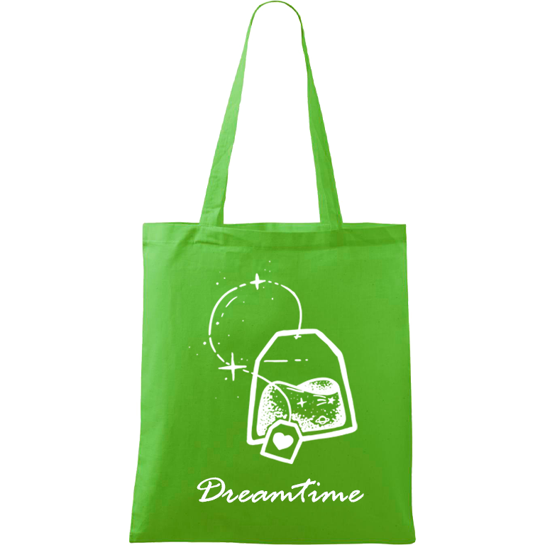 Ručně malovaná menší plátěná taška - Dreamtime Barva tašky: ZELENÁ, Barva motivu: BÍLÁ