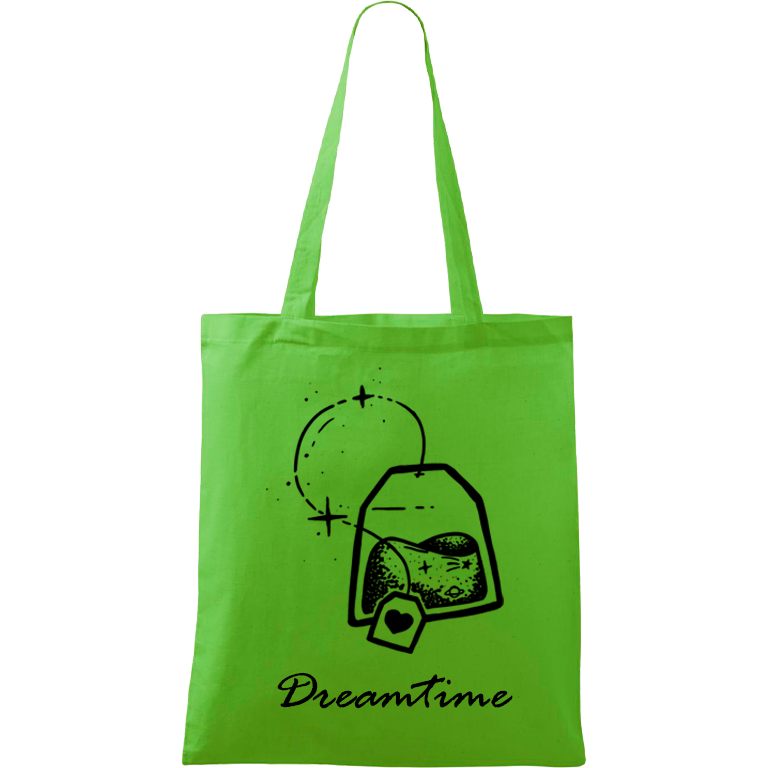 Ručně malovaná menší plátěná taška - Dreamtime Barva tašky: ZELENÁ, Barva motivu: ČERNÁ