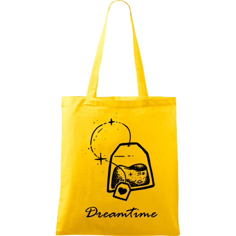 Ručně malovaná menší plátěná taška - Dreamtime Barva tašky: ŽLUTÁ, Barva motivu: ČERNÁ